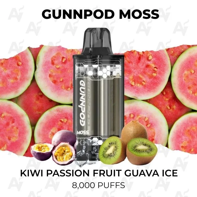 Gunnpod moss 8000 kiwi passion fruit guava ice.webp